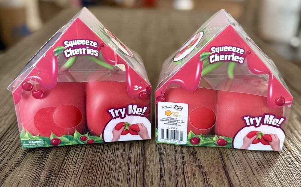 Sunny Days Squeeeze Cherries Viral Squishy Novelty Sensory Viral Fidget Toy New